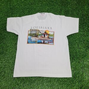 Vintage 1986 Louisiana Fishing Shirt Womens XL 22x27 USA